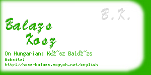 balazs kosz business card